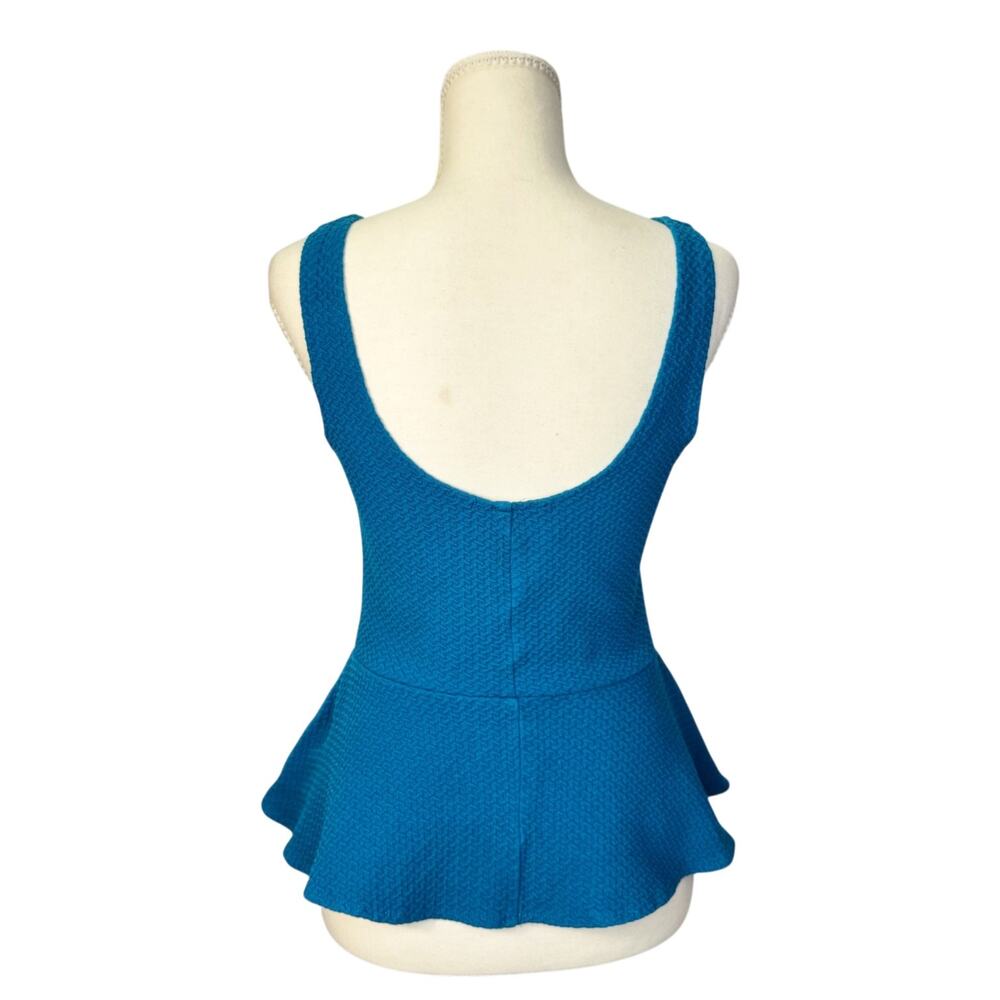 Ganni Peplum Top Women’s Small Blue Summer Dopamine Dressing Scandi Euro Coastal - Picture 2 of 13